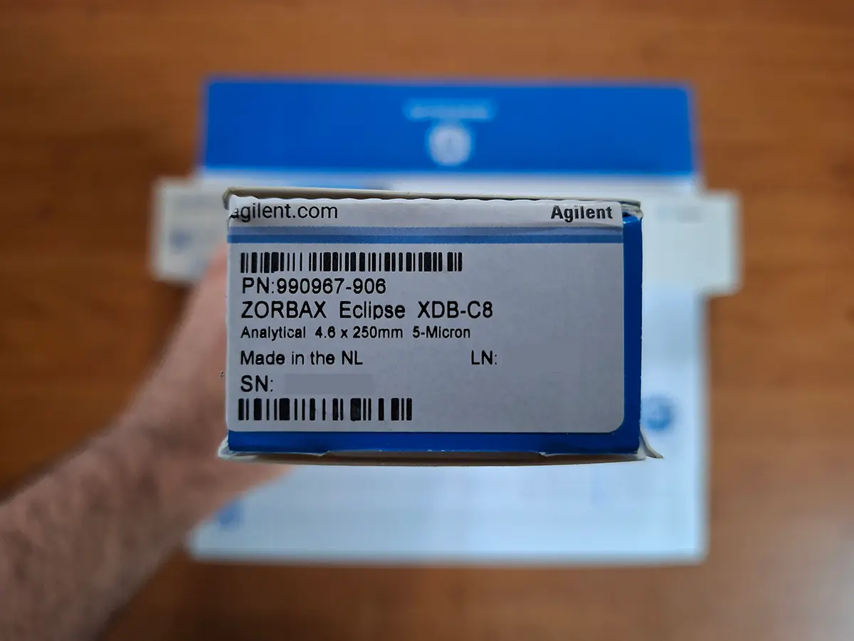 لیبل ستون HPLC Agilent 990967-906 از سری ZORBAX Eclipse XDB-C8